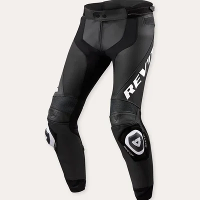 REV'IT! LEATHER PANTS APEX BLACK-WHITE