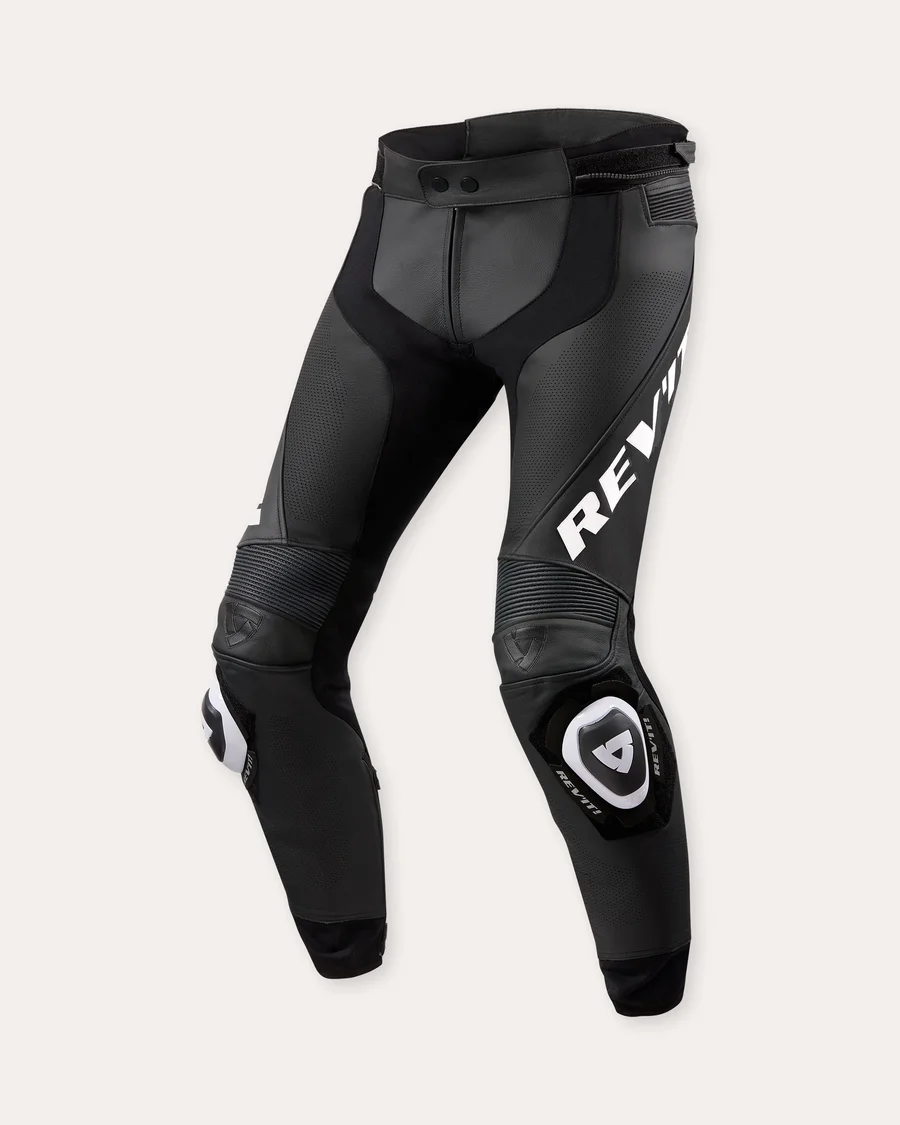 REV'IT! LEATHER PANTS APEX BLACK-WHITE