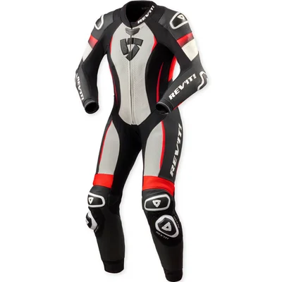REV'IT! LEATHER SUIT XENA 4 LADIES WHITE-NEON RED